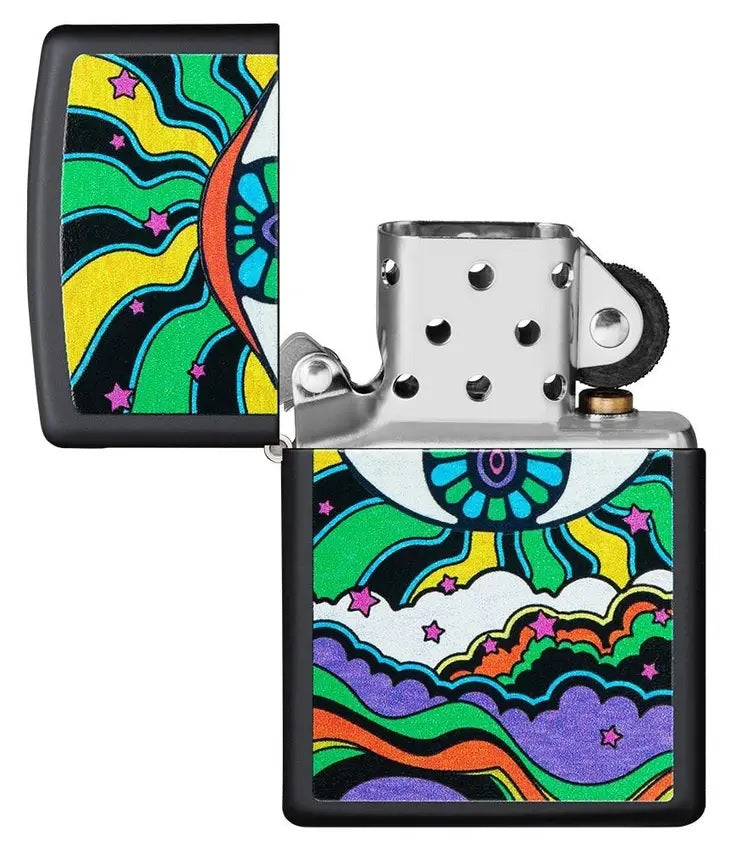 Zippo Trippy Eye Black Light Black Matte Windproof Lighter