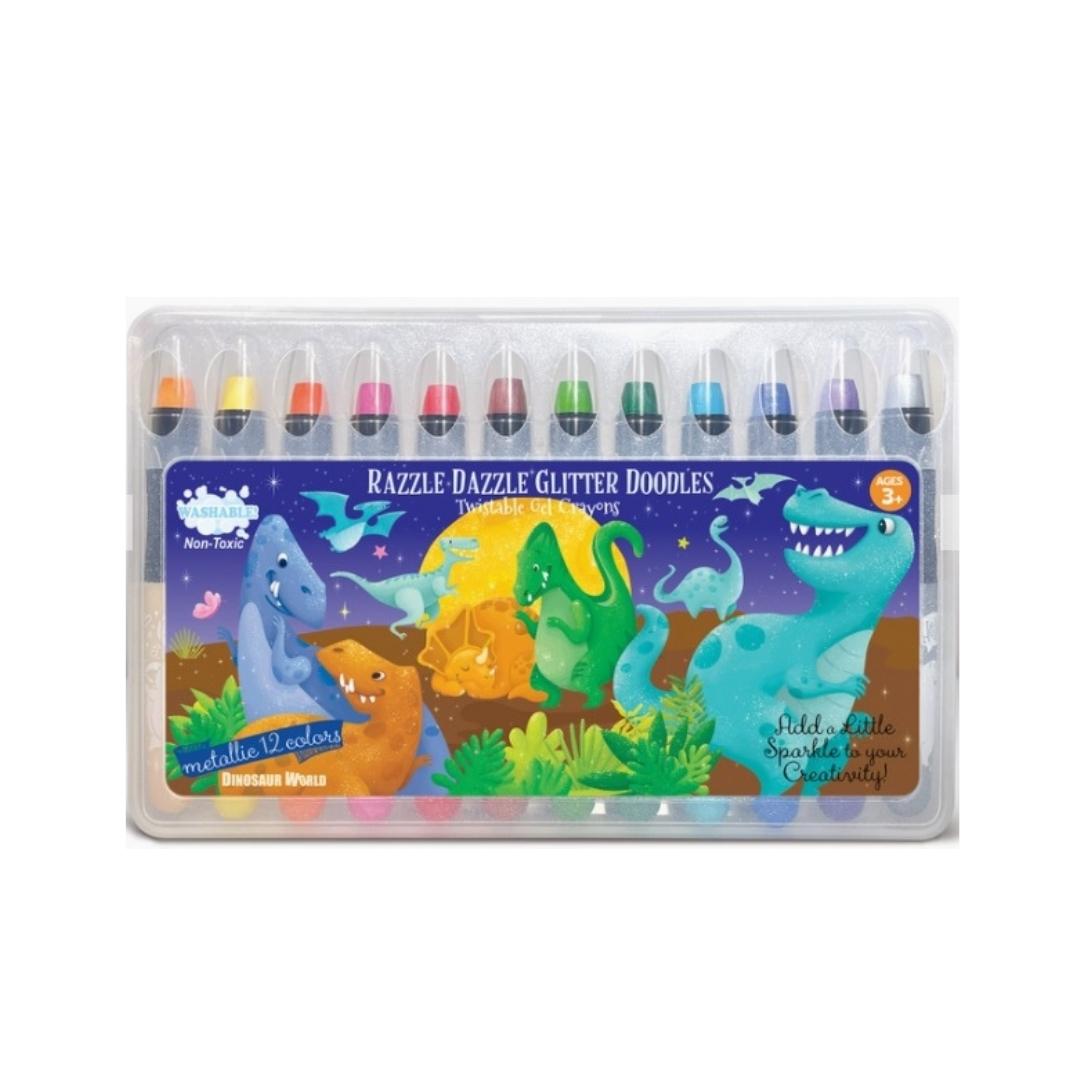 Mundo Dinosaurio Glitter Doodle Gel Crayones