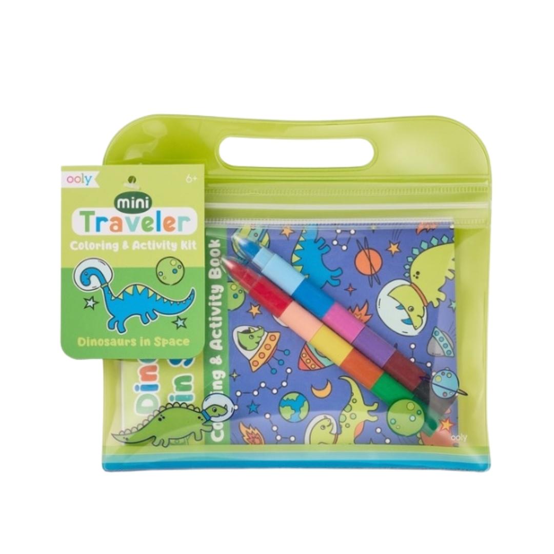 Mini Traveler Coloring + Activity Kit - Dinosaurs in Space