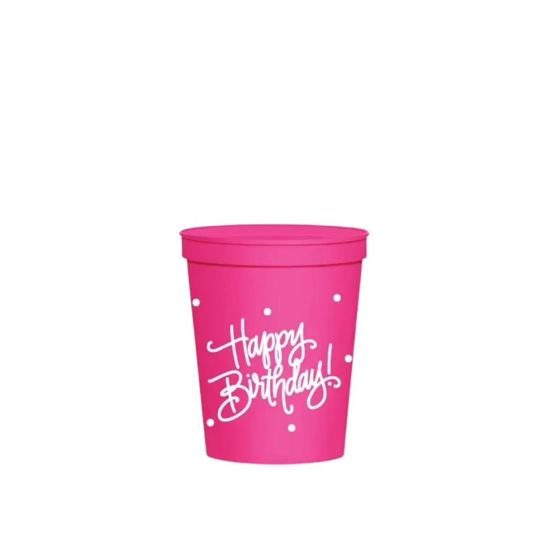 Happy Birthday! Stadium Cups Hot Pink