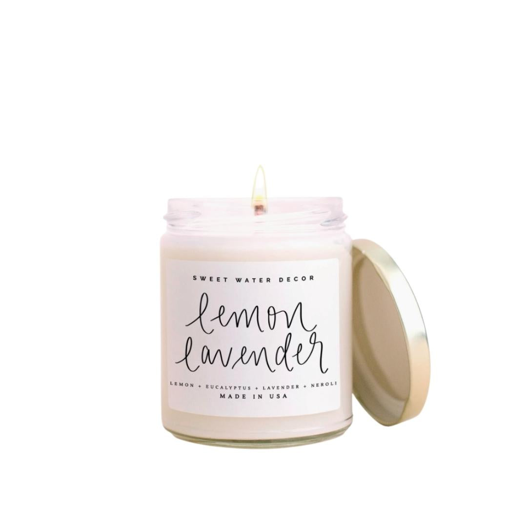 Lemon Lavender Soy Candle - Clear Jar - 9 oz