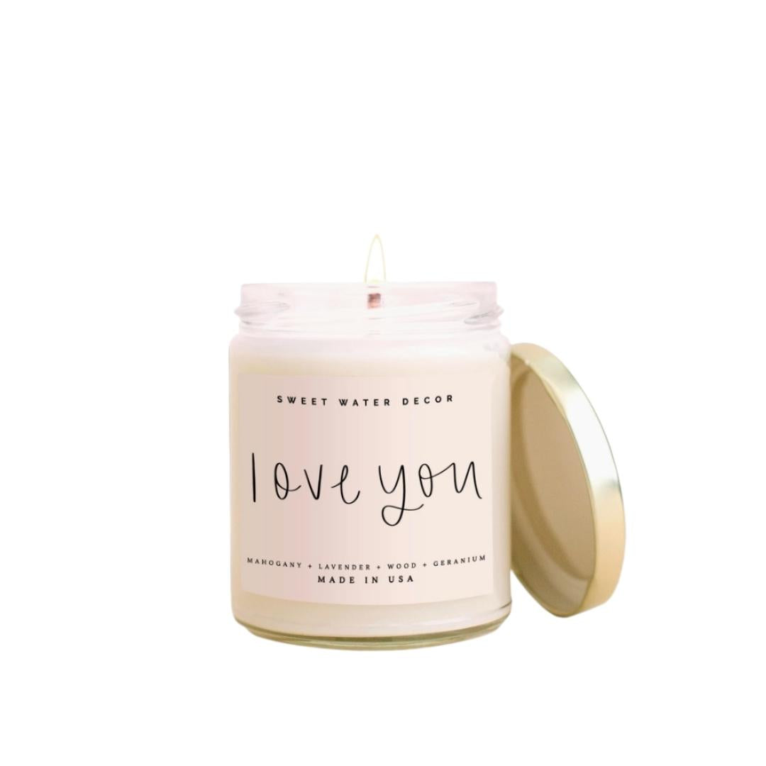 Love You Soy Candle - Clear Jar - 9 oz