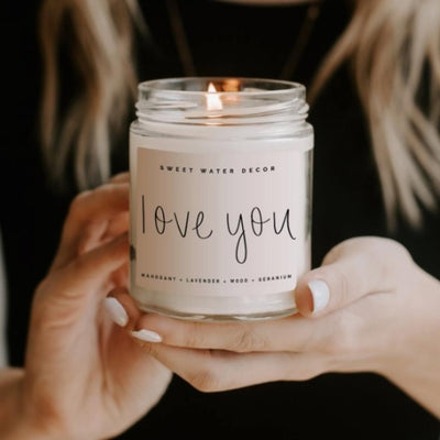 Love You Soy Candle - Clear Jar - 9 oz